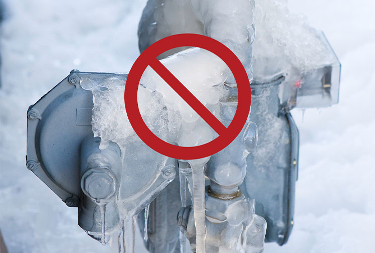 Gas meter covered in ice